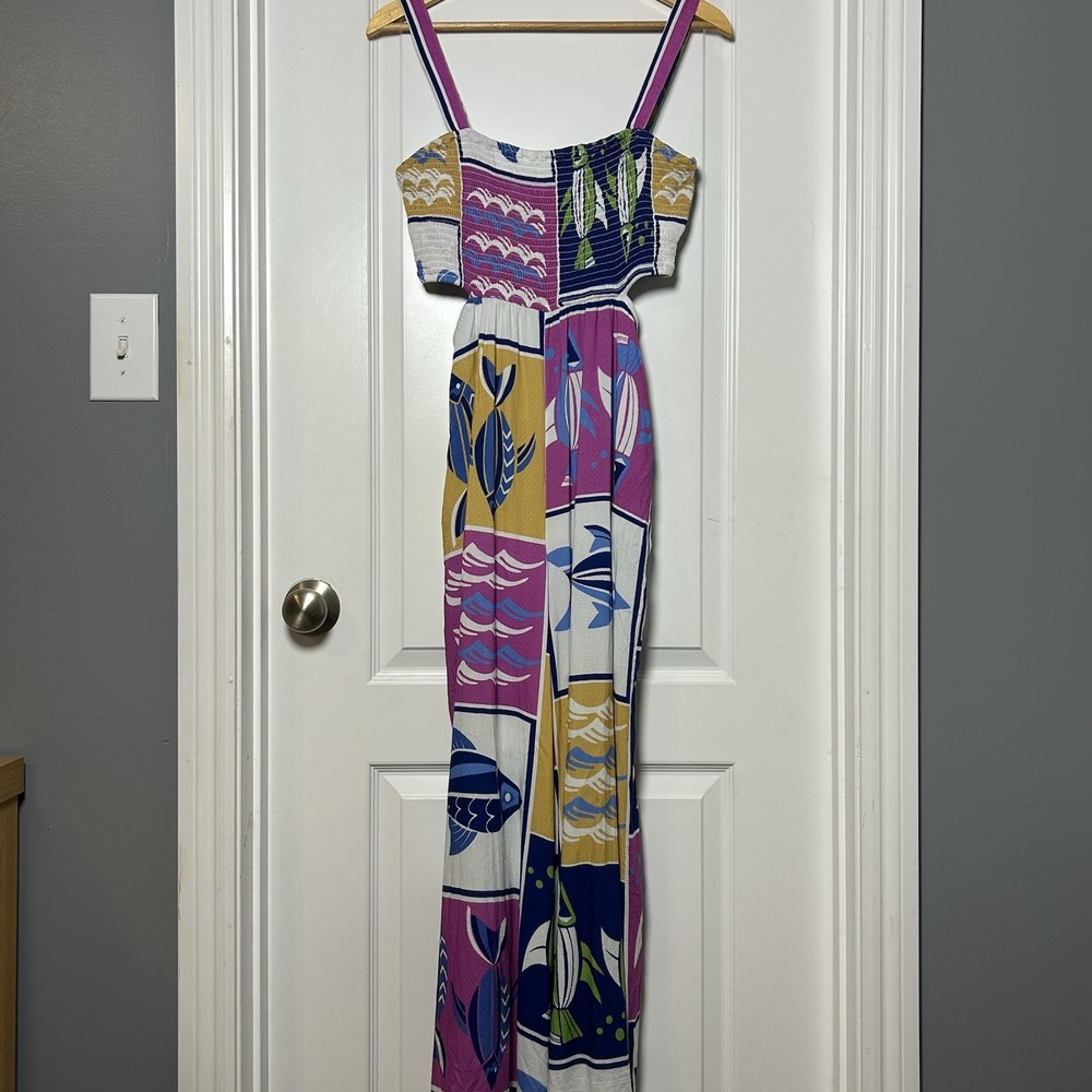Celandine Multicolor Nautical Print The Piper Bandeau Cutout Wide Leg Jumpsuit